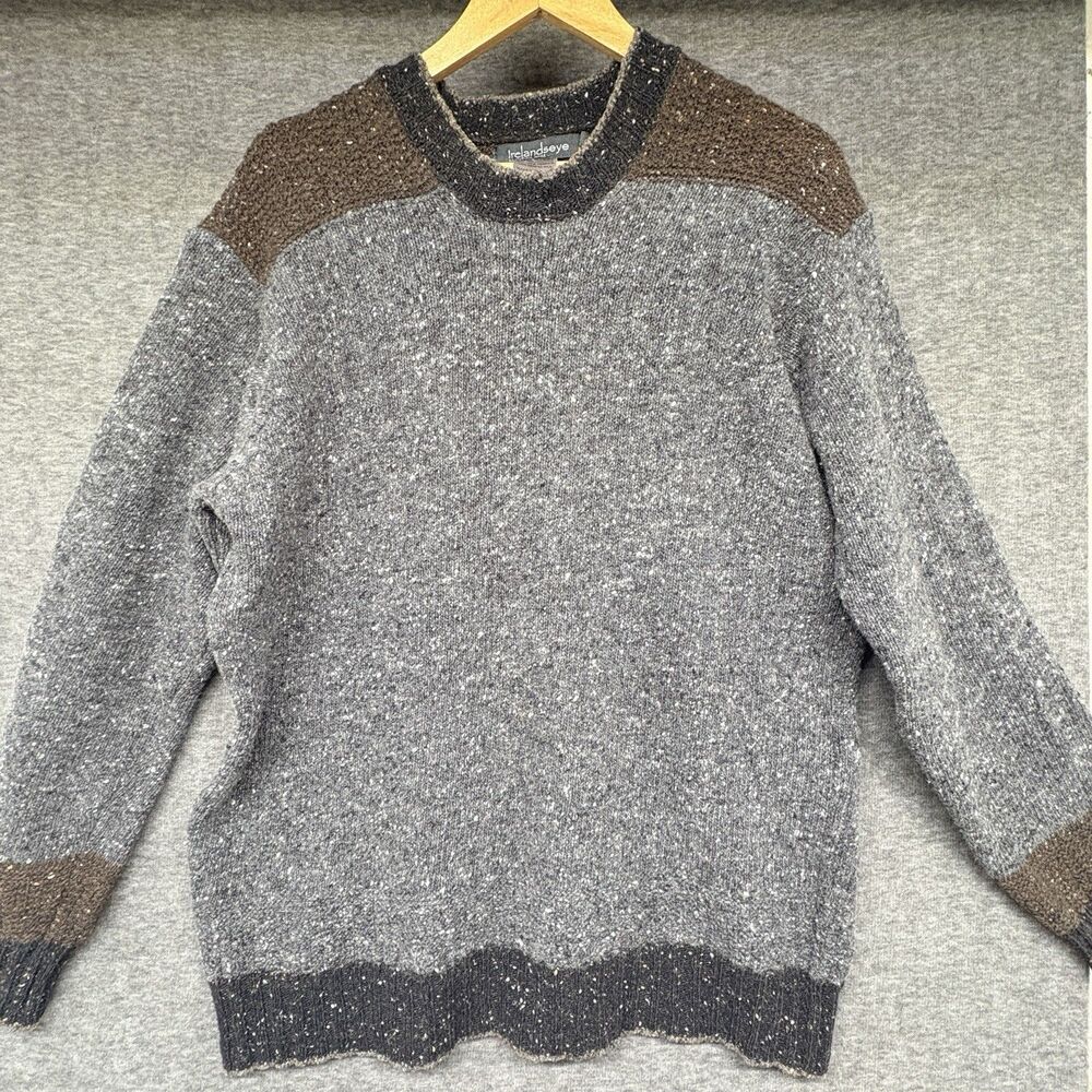 Irelandseye 100% Merino Wool Gray Knit Pullover Mens X-Large